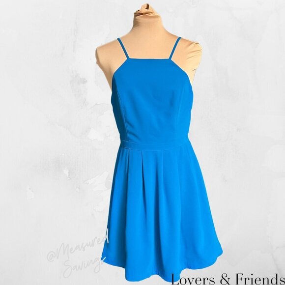 Lovers + Friends - Teal Blue Mini Dress with Lace Racerback - Medium - EUC - Picture 2 of 9